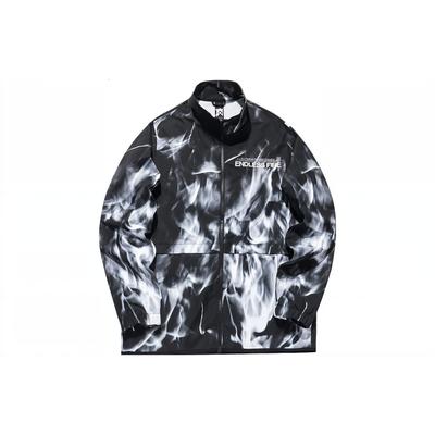Full Print Letter Zip Up Stand Collar Long Sleeve Jacket Men Jacket Black 152131608-4