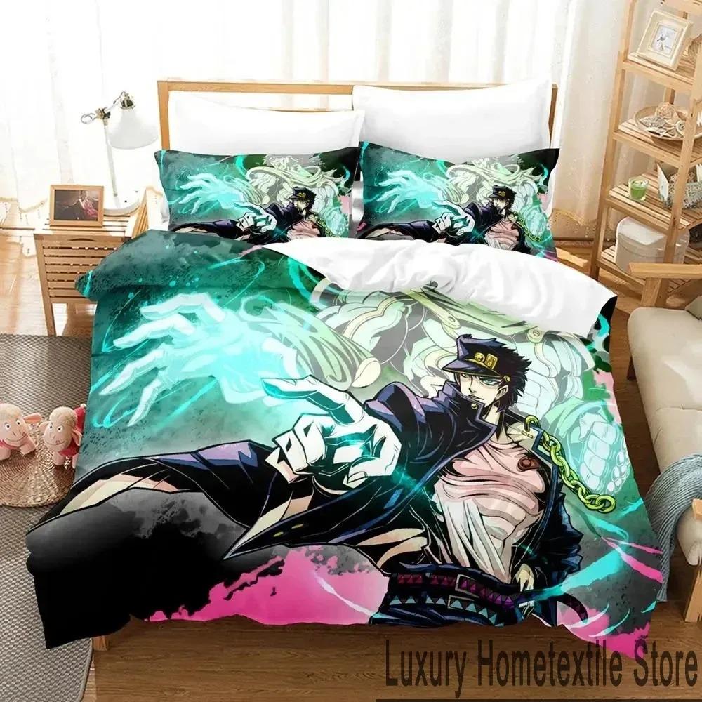 Anime JoJos Bizarre Adventure Bedding Set Duvet Cover Pillowcase King Queen Size Boys Adult Comforter