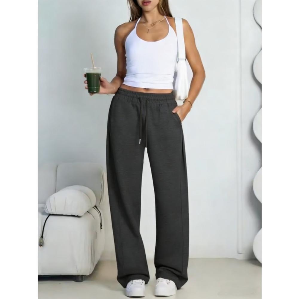 Harajuku Wide Leg Sweatpants Women Streetwear Baggy Oversize Gray Sports Pants Woman Drawstring