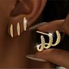 2pcs Elegant Rhinestone Three-Claw Earrings for Women Luxurious & Cute Design Earring Party Jewelry Gifts