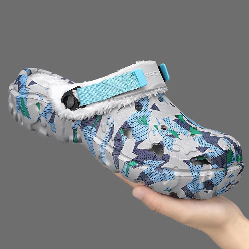 Fashion Winter Slippers Men outdoor Warm Shoes Non Slip Cotton Casual Clogs Slip on House Floor Slippers for Men