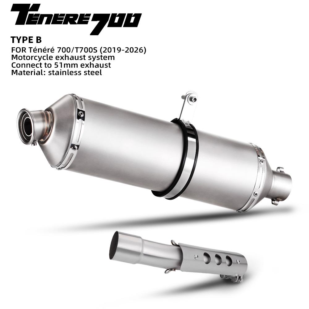 Motorcycle Exhaust Muffler Slip-On Mid Link Pipe Escape For T700s Tenere 700 2019-2026