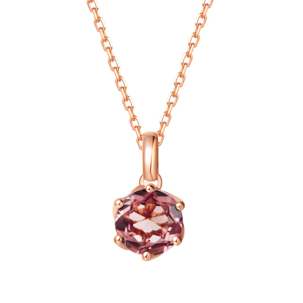 

FANCIME Natural 14k Single Classic Prong Gift Wrapping Included Women s Blush Serenity Necklace, Tourmaline, Gold, 0.608ct, Stone, Setting, Unisex,