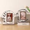 6-inch Wrought Iron Photo Frame Hollow Pull-out Design Metal Frame for Home Bedroom Desk Decoration Personal Photo Decoration
