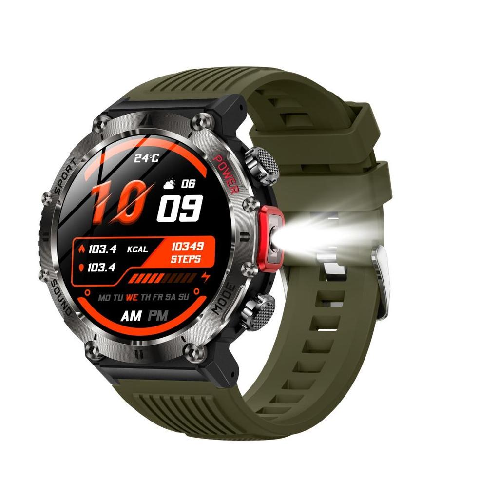 Reloj Inteligente Bluetooth Rainbuvvy HT32 Pantalla Táctil Completa IPS de 1.43 pulgadas 360x360 BLE5.0 Resistente al Agua IP68 Linterna Multicolor Reloj Inteligente Android