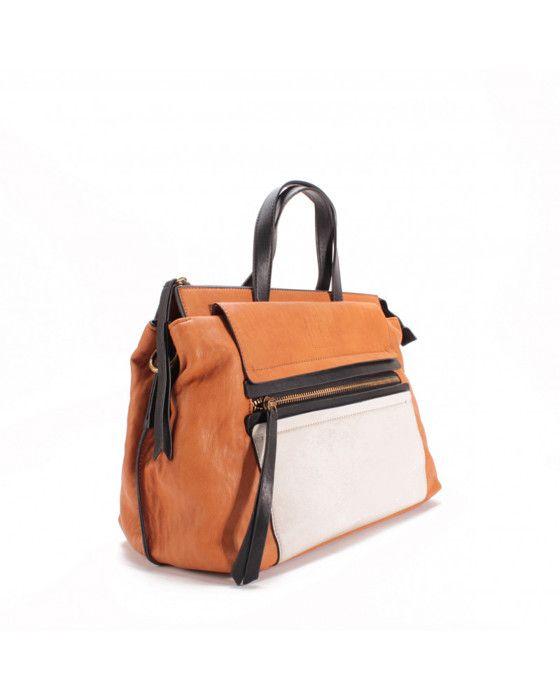 Sac à main - Le Temps des Cerises - Kaori 1 - Tricolore - L 36 x H 26 x P 18 cm - Porté main