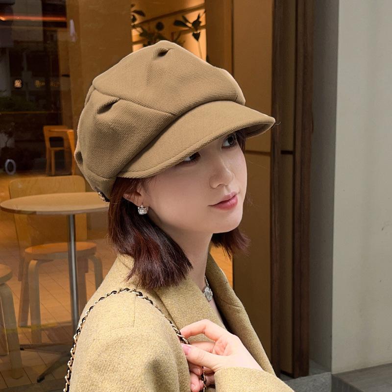 Retro Octagonal Beret Cloud Shaped Women Spring Autumn and Winter Beret Hat Fashion Versatile British College Style Painter Hat