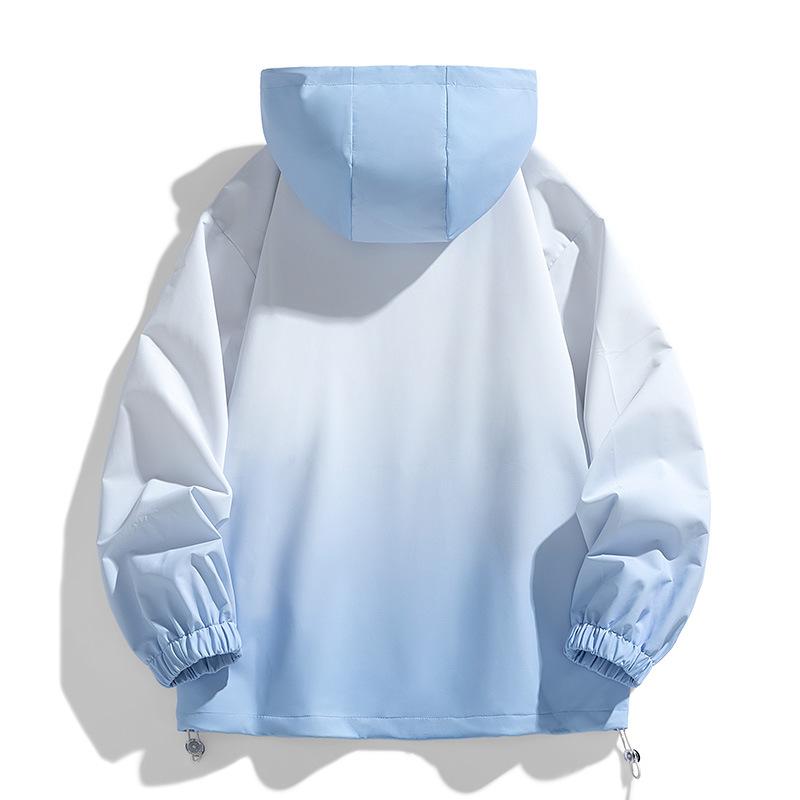 Wiosna i Jesień Nowa Kurtka z Kapturem Męska Zmiana Stopniowa Outdoorowa Wodoodporna i Wiatroodporna