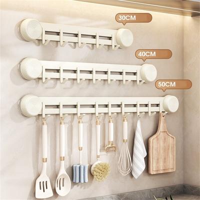 Removable Suction Cup Hooks Kitchen Utensils Storage Rack Wall Mounted