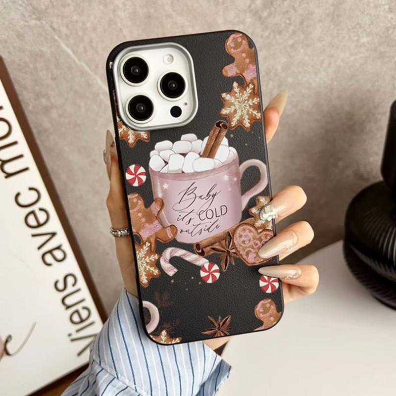 Christmas Winter Coffee Gingerbread Phone Case For iPhone 17 Pro Cases iPhone 16 Pro Max XS XR 11 12 13 14 15 7 8 Plus 16E Cover