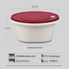 HANDUNYOU 1700ml Disposable Round Food Containers with Lids, White/Red, 150 Sets
