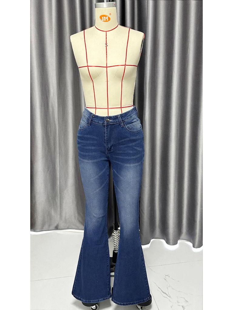 Europe Cross-Border Retro Women's Stretch Slim Fit Micro Flare Denim Jeans - 2025 Spring Collection