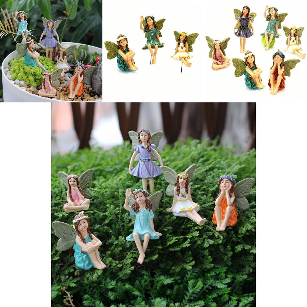 Ensemble de Figurines de Fées en Résine pour Jardin Avec Sculpture et Polissage Pour Décoration Intérieure Cadeau