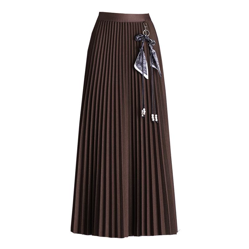 Elegant Mid-Length Wool Pleated Skirt - 2025 Autumn/Winter High-Waisted Slimming Style