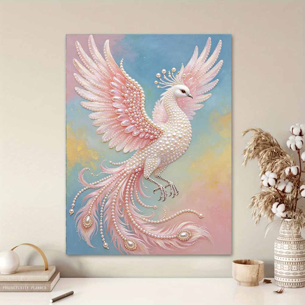 Shiny Pearl Elegant Phoenix DIY Painting Creative Bead Art Craft Household Wall Decoration Nice Present For Art Hobbyists Home Ornament Decor