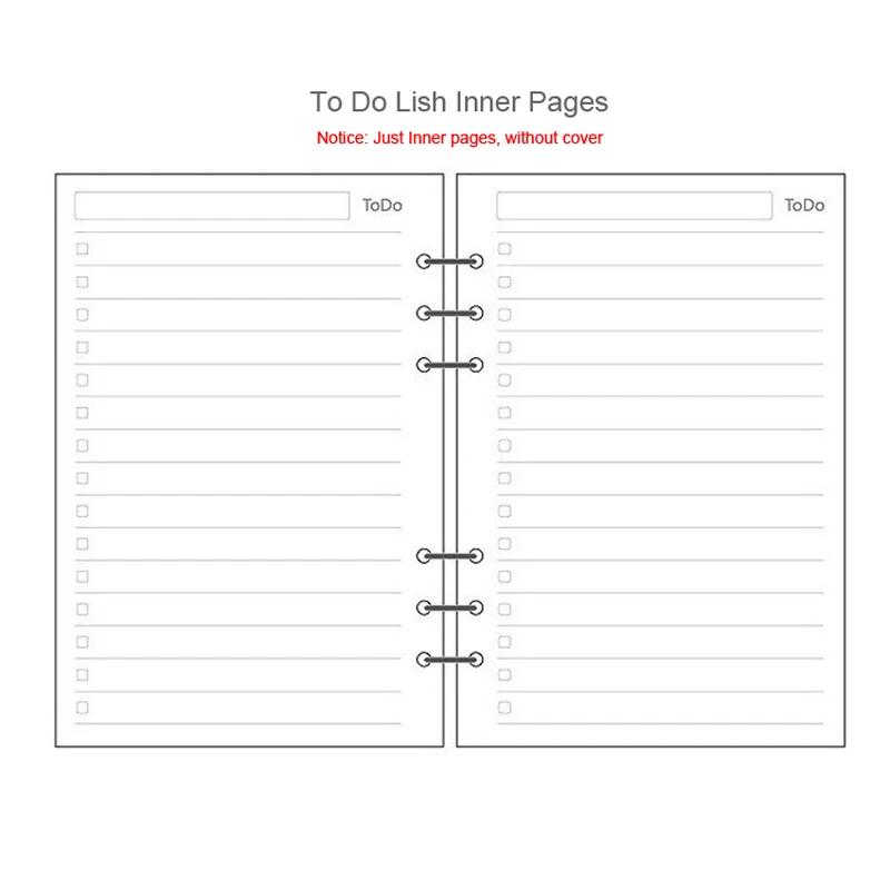 Fromthenon Cute Filler Paper Refill for Filofax Spiral Notebook A5 A6 A7 Planner Color Grid Blank Todo List Core Stationery