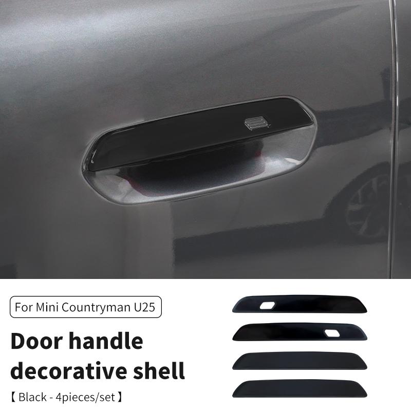 Car Door Handle Sticker Exterior Trim Cover For Mini Countryman U25 2024 2025 ABS Car Exterior Door Handle Bowl Decorative Shell Door Handle- Black