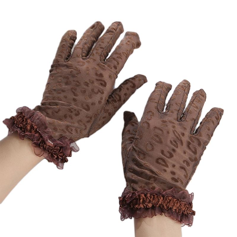 1Pair Short Elegant Floral Lace Gloves for Women Wrist Simplicity Women s Vintage Sheer Floral Lace Wrist Length Gloves 1 кофейный