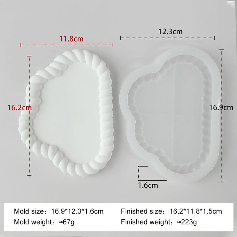 DIY Epoxy Resin Gypsum Storage Tray Silicone Mold Geometric Cloud Oval Heart Shaped Twisted Plaster Handmade Coaster Molds