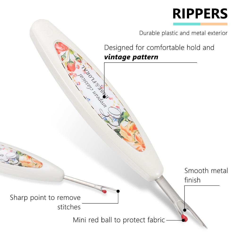 

2 шт. эргономичная ручка для удаления стежков ниток инструменты с футлярами для хранения инструмент для распарывания швов для шитья White Botanical Florals