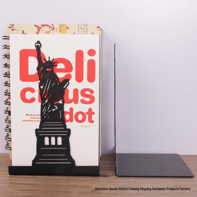 Creative Metal Bookend Set: Stylish Office Desktop Storage and Back-to-School Essential