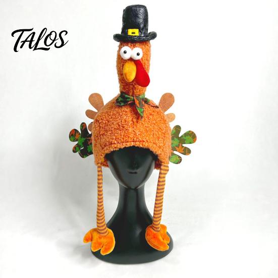 Thanksgiving Costume Accessory Plush Turkey Hat, Funny Trot Dancing Hat Novelty Headpiece for Women Men Holiday Celebration Chicken Leg
