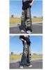 Men's Summer American Retro Ripped Wide-Leg Jeans - Washed, Distressed, Loose Fit, High Street Style.