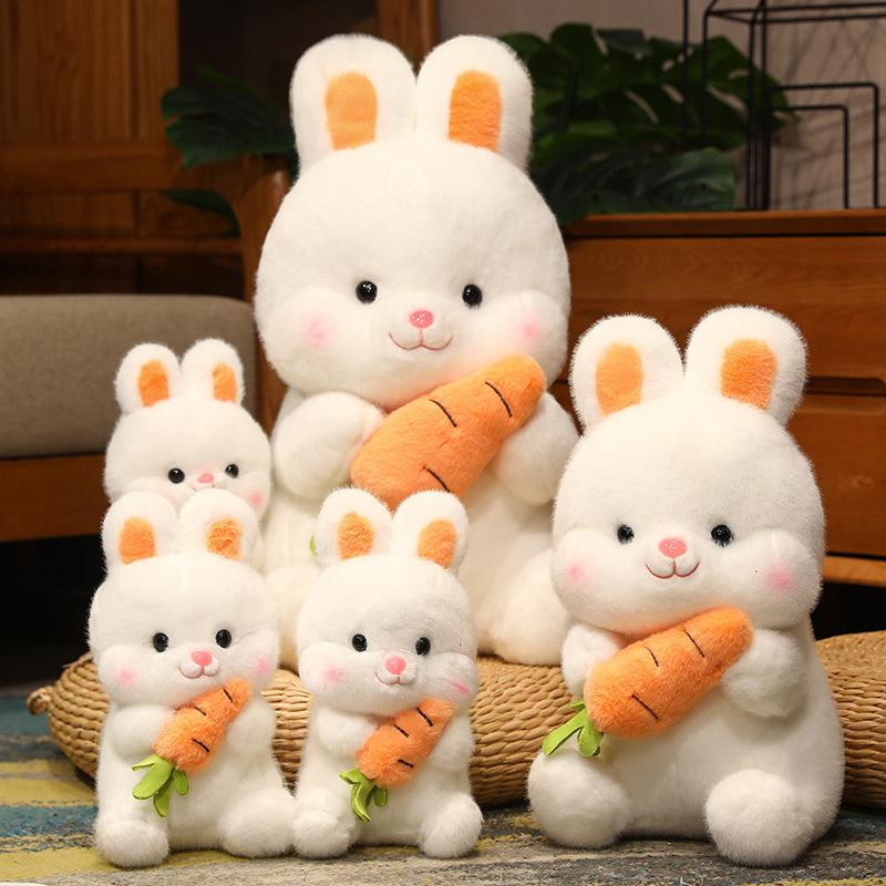 Cute Carrot Rabbit Doll Plush Toy Little White Rabbit Doll Girl Soothing Rag Doll Birthday Gift