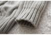 Children's Wool High-Neck Sweater, Cable Knit, Black/White, Unisex Autumn Top