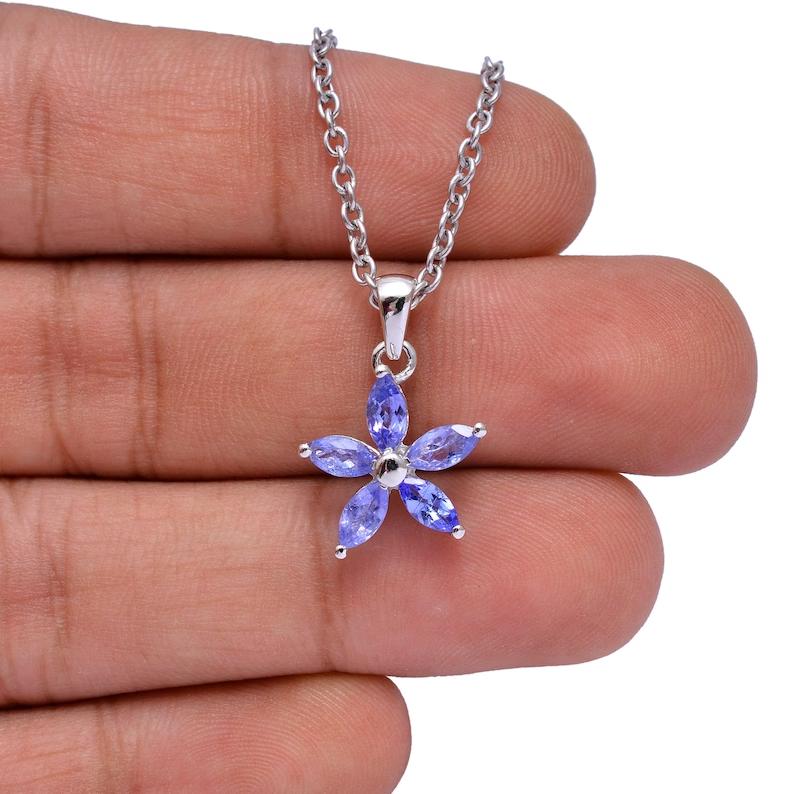 Natural Tanzanite Flower Pendant ~ AAA+ Fine Tanzanite Gemstone Handmade Pendent
