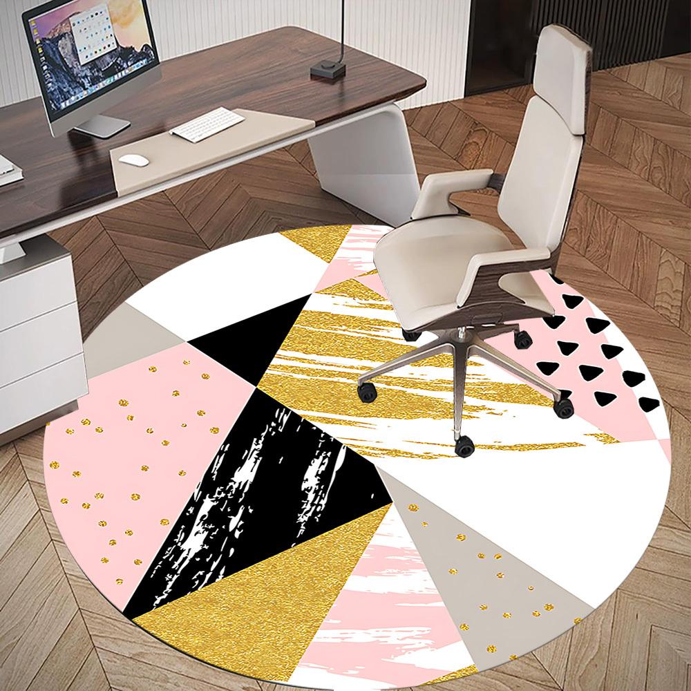 1pc Geometric Circle Round Chair Mat Area Rug - Non-Slip, Floor Mat for Office, Bedroom, and Indoor Decor C1125584