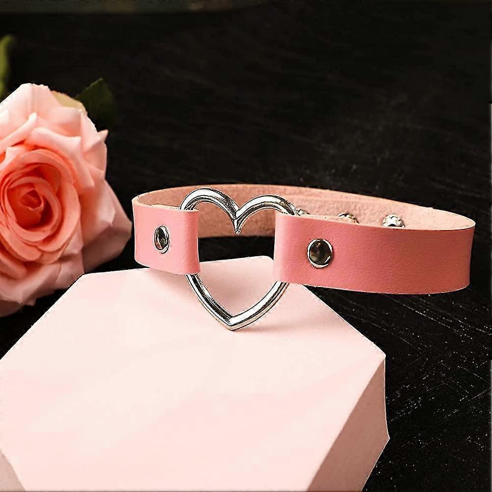 Vintage Love Heart Pu Leather Choker Necklace Goth Choker Collar For Women