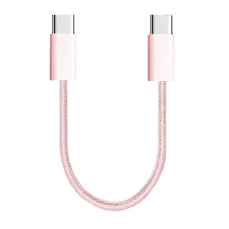 

USB C to USB C Male Charging Wire Cable 25cm 480Mbps Data Transfer Cord for 15 14 13 22 Cellphone Tablets Earphone рожевий