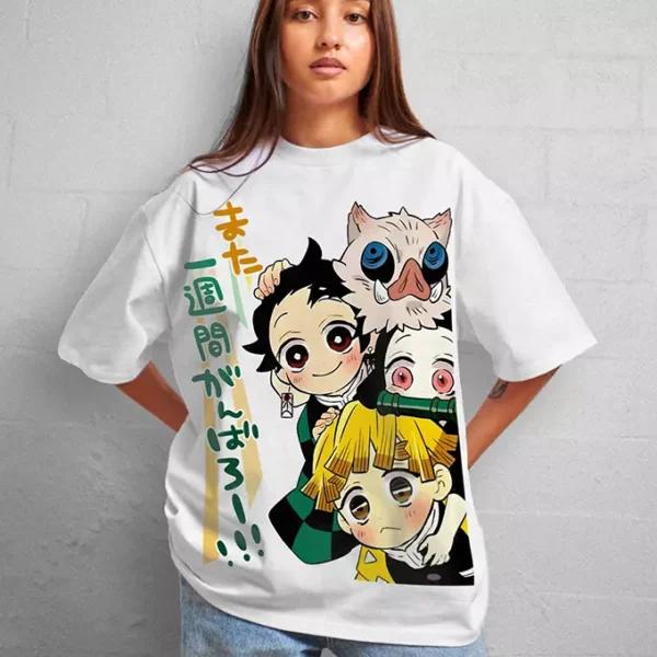 

Summer 2026 Demon Slayer Tanjiro Squad Q Edition Its Monday Again Theme 100 Cotton Printed Tshirt Malefemale Top S