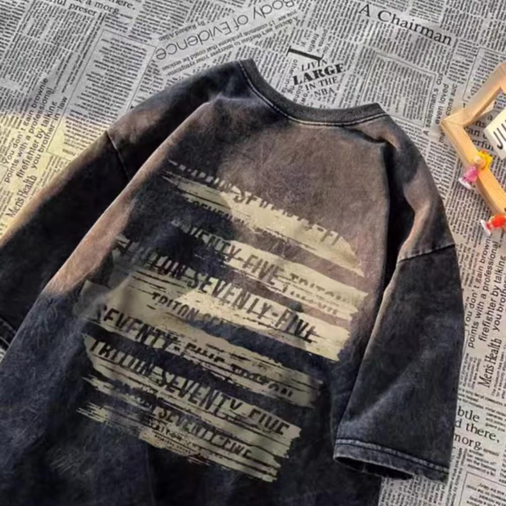 

Мужская ретро хлопковая футболка свободного покроя с коротким рукавом - летний круглый вырез, модный стиль 2XL