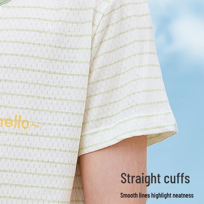 Hodo Boys' Summer Cotton Short-Sleeve Pajama Set with 3A Antibacterial Mesh