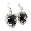 Les Trésors De Lily [F6444] - Silver Earrings 'Love Divine' Black