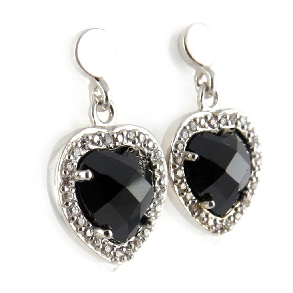 Les Trésors De Lily [F6444] - Silver Earrings 'Love Divine' Black