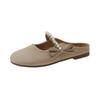 Flat-bottomed Casual Bag Head Half Slippers Spring New with Skirt Bow Beaded Decorative One-pedal Single Shoes