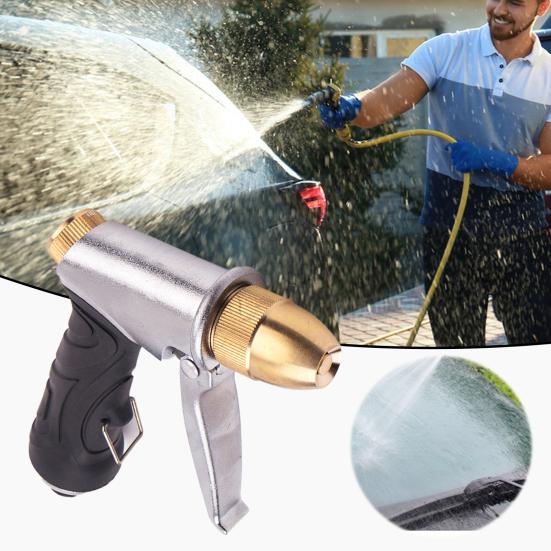 

Насадка для садового шланга с нескользящей ручкой, вращение под высоким давлением на 360 градусов, регулируемые режимы, быстрый разъем, герметичная насадка для распылительного шланга серебряный