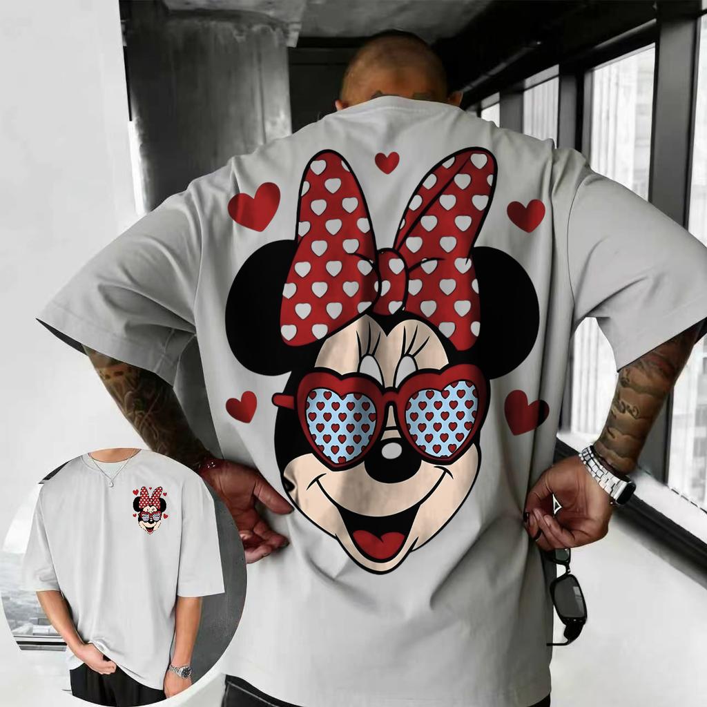 2026 Verano Disney Lindo Mickey Mouse Camiseta Estampada 100% Algodón Manga Corta Casual Holgada Transpirable Top Unisex