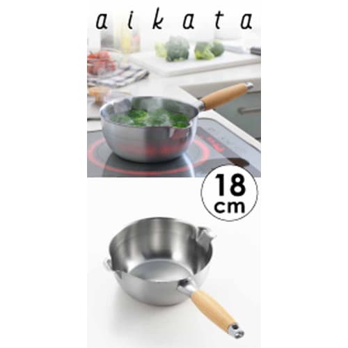 Yoshikawa Stainless Steel Yukihira Saucepan with Drip-Free Spout, 18cm, 1.7L, Induction and Gas Compatible, Made In Japan, Aikata PD3001