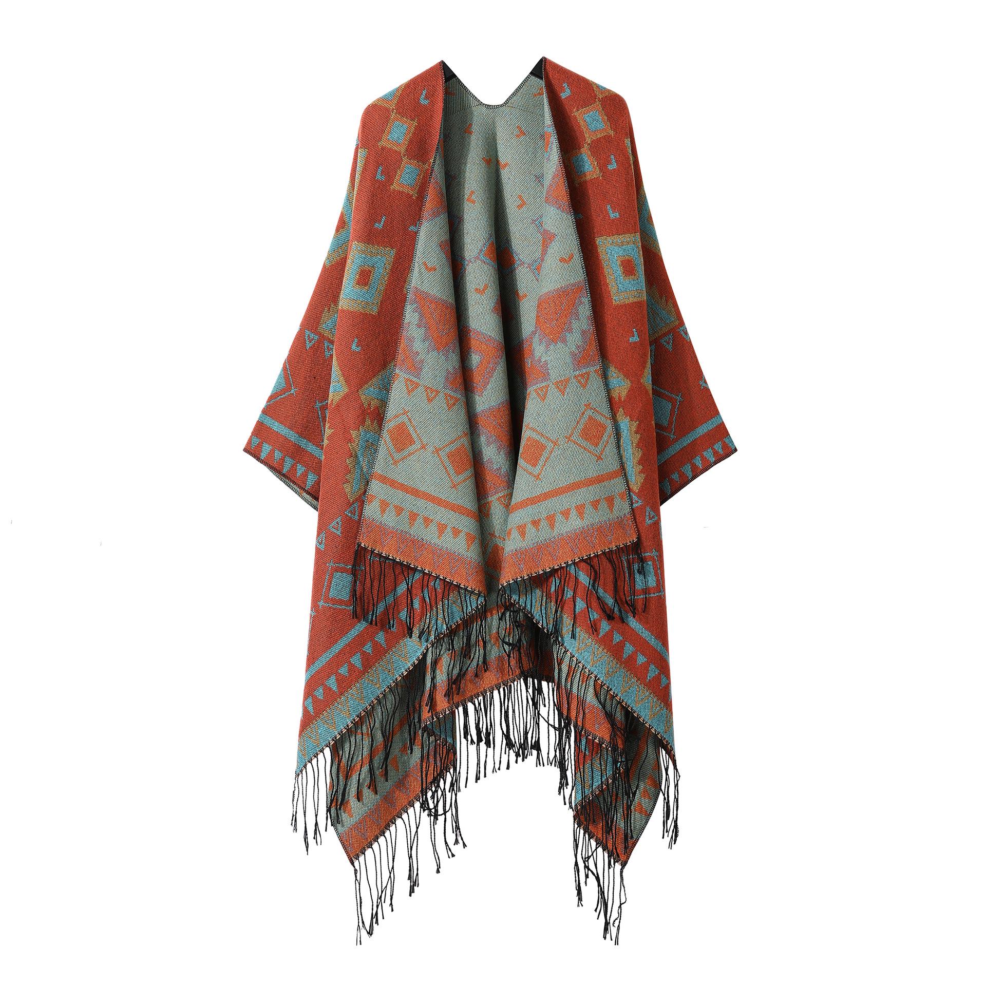 

Богемське етнічне плащ-кейп: Висококласний дорожній шаль та верхній одяг 160x135 cm