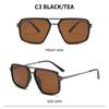 Square Sunglasses Lightweight Retro Metal Shades Uv Blocking Sunglasses Versatile Double Bridge Sunglasses For Daily Commuting