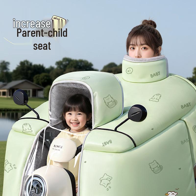 Children's Electric Motorcycle with Fleece-Lined Windproof Winter Windshield, Parent-Child Style, 2025 Model.