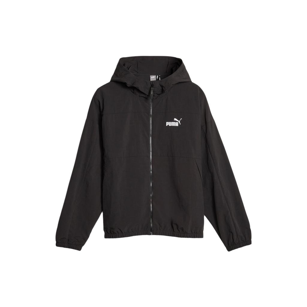 Puma Oversized Hooded Windbreaker Solid Color Casual Jacket Women Jackets Black 675372-01