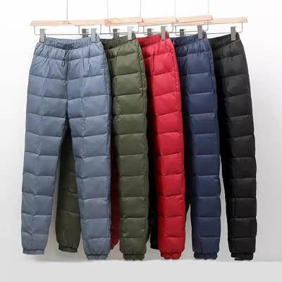 Damen Herren Daunenhose Winter Hohe Taille Weiße Entendaunen Warme Gerade Freizeithose