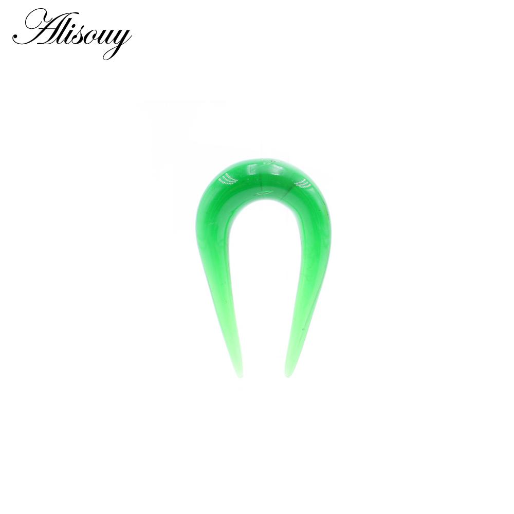 Alisouy 2PCS 6-10mm U-shaped Glass Ear Clip Weight Plugs Stretcher Expander Tunnels Tapers Guages Earrings Body Piercing Jewelry