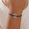 Stainless Steel Nordic Runes Round Charm Bracelet Women Men Adjustable Black Red Rope Bracelets Amulet Protective Jewelry Gift