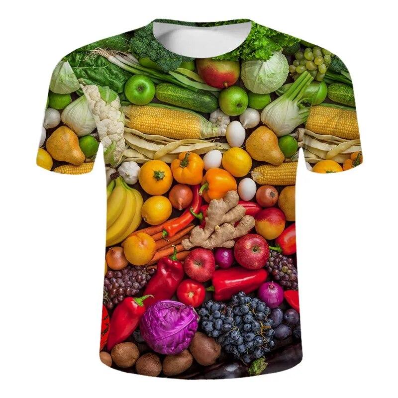 Sommermode Persönlichkeit Obst und Gemüse Grafik T-Shirts für Männer Trend Casual Fun Harajuku Bedruckt O-Ausschnitt Kurzarm